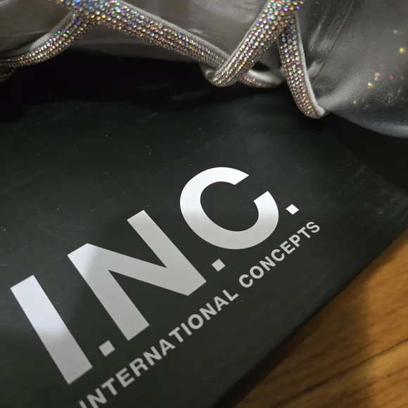 INC International Concepts Glittering Silver Heels
